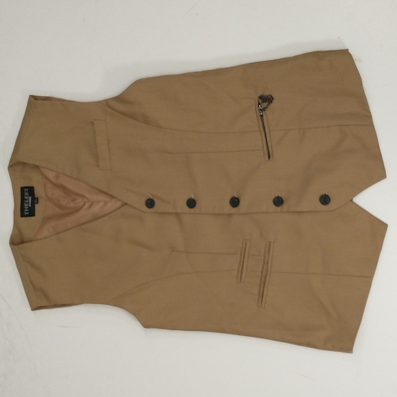 Khaki Vest Button Front Classic Waistcoat Lined & Washable Unisex 36" Chest - Picture 5 of 10